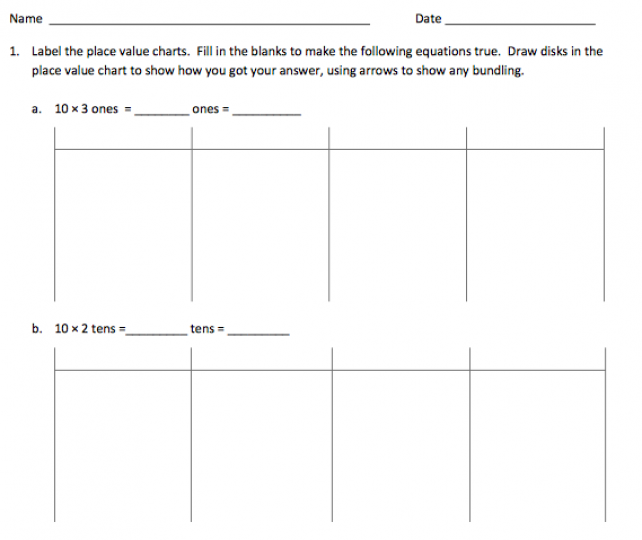 Label The Place Value Charts Fill In The Blanks